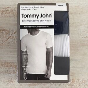 NIB 3 Tommy John Essential Second Skin Modal Men’s Crew Neck Undershirts - Large